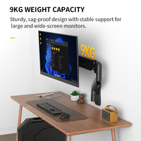 Support mural universel pour moniteur KHCOOHOO en acier allié avec ressort à gaz, mouvement complet, 13-32 pouces, VESA 400x400, charge 9 kg, stock noir, rotation à 360°