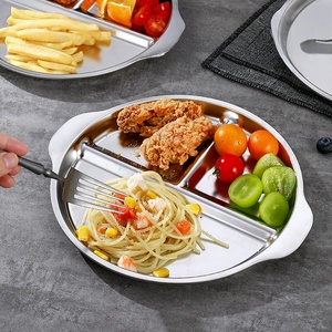 Prato de Servir em Aço Inoxidável com 3 Compartimentos e Alças, Seguro para Lava-Louças, Grau Alimentício para Uso Doméstico e em Restaurantes - Product Image 3