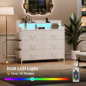 Salon couloir blanc lumière LED Station de charge adultes <span class=keywords><strong>commode</strong></span> <span class=keywords><strong>chambre</strong></span> placard tiroir tissu commodes <span class=keywords><strong>commode</strong></span> - Product Image 5