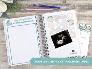 Journal de grossesse à <span class=keywords><strong>spirale</strong></span> A5 avec impression personnalisée, carnet à couverture rigide avec 12 sections et 100 pages intérieures - Product Image 6