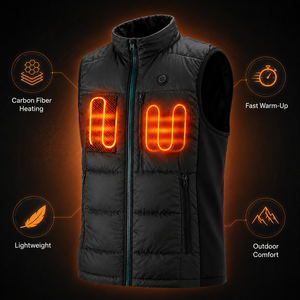 Gilet chauffant pour homme et femme, <span class=keywords><strong>rechargeable</strong></span> par USB, 2 zones chauffantes, gilet thermique matelassé, coupe-vent, randonnée en plein air, ski, gilet chaud - Product Image 3
