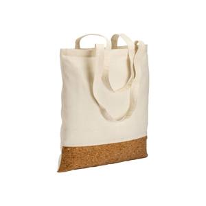 Sac cabas en coton avec poignées longues, taille moyenne, base en liège, couleur naturelle, pour courses, Italie - Product Image 1