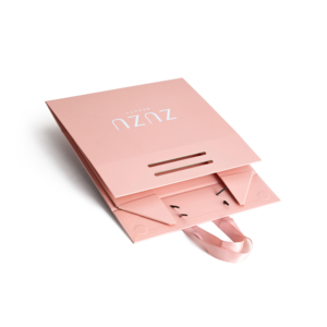 Custom Logo Foldable Magnetic <b>Pink</b> <b>Gift</b> Box With Satin Ribbon Handle - Product Image 4