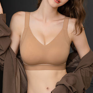 <span class=keywords><strong>Sujetador</strong></span> de camiseta sin costuras de alta calidad para mujer, <span class=keywords><strong>sujetador</strong></span> de realce cómodo sin aros con tiras de soporte de gelatina, Bralette acolchado fino - Product Image 2