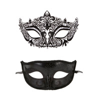 Masque Vénitien en Métal et Plastique avec Strass, Ensemble de Masques Noirs pour les Yeux, Réutilisable et Respirant pour Soirées, Halloween, Carnaval