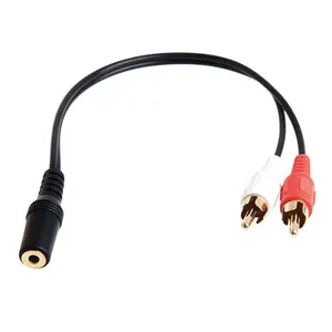 High Quality 25cm Universal 3.5mm Stereo Adapter Female Jack to 2 RCA Male Socket to Headphone 3.5mm Y Audio Cable