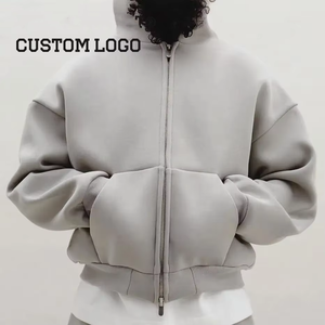 Роскошная однотонная Толстая Толстовка из 100% французской махровые толстовки с капюшоном на молнии с двойной молнией на заказ - Product Image 1