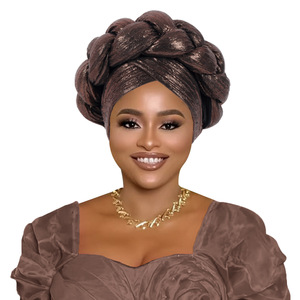 Hermoso Turbante Musulmán Brillante para Mujer, Pañuelo para la Cabeza con <span class=keywords><strong>Trenzas</strong></span> Grandes, a la Moda, para Mujeres <span class=keywords><strong>Africanas</strong></span> - Product Image 4