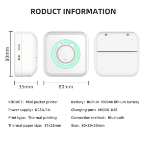 Stampante Termica Portatile Tascabile C15 Wireless BT 203DPI per Foto, Etichette, Promemoria e Stampa di Domande Errate con Cavo USB - Product Image 6