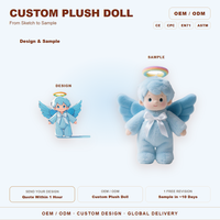 Figurine en peluche ange personnalisée, jouet en peluche doux, personnage de dessin animé en peluche, poupée en peluche à ailes bleues pour cadeau et Halloween