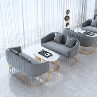 Ensemble de canapés de bureau sectionnels modernes sur mesure avec table de réception et chaise, revêtement en velours chenille