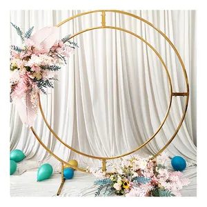 NEW Metal Circle Arch Decoration Outdoor Wedding Double Round Ring Arch Flower Wall Backdrop Stand Stage Background Circle Arch