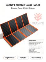 Panneau solaire monocristallin pliable portable 400W, étanche, haute efficacité, chargeur solaire pour camping, camping-car, station d'alimentation