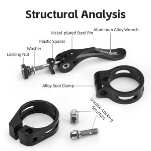 Collier de selle en aluminium bleu chromé <span class=keywords><strong>pour</strong></span> VTT, idéal <span class=keywords><strong>pour</strong></span> palans à chaîne électriques - Vente en gros - Product Image 3