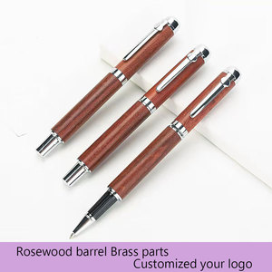 Stylos à pointe roulante en laiton en métal en vrac classique haut de gamme stylos à bille en bois à baril en bois tactile nouveauté Design 0.5mm écriture - Product Image 2