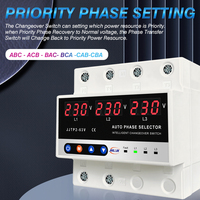 Interruptor de Transferencia Automática (ATS) Trifásico Digital Ajustable JIUJI AC de 63A con Protección Contra Sobretensión y Baja Tensión