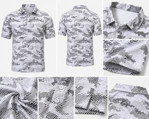 Camiseta Polo de Camuflaje con Diseño de Logotipo Personalizado, Absorbente de Humedad, 88% Poliéster, 12% SpaStretch, Ligera, Ropa de Golf para Hombre - Product Image 3