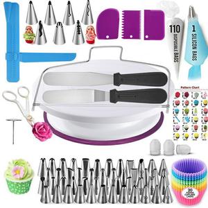 Cake Turntable Set With Spatulas And Piping <b>Tools</b> For Baking And Decorating - Product Image 4