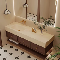 Meuble-lavabo suspendu XINGRUO Modern Zen – Armoire de salle de bain de luxe pour projets de villas et salles de bain principales