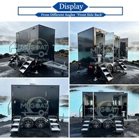 Remorque de toilettes mobiles de luxe 4 postes, modèle Black Box, avec climatisation et comptoir en marbre pour mariages, festivals et événements extérieurs