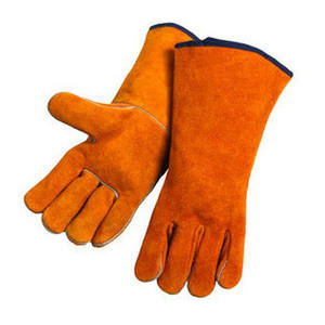 Sarung Tangan Las MIG Zhengyi ZY-RWG100 <span class=keywords><strong>40</strong></span> cm Kulit Sapi Split Warna Kuning dengan Lapisan Fleece dan Jempol Sayap - Product Image 4