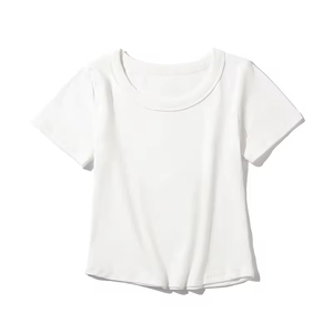 220Gsm Wholesale Bulk Black Womens Gray Cropped <b>Tshirt</b> for Women Femme Custom Logohirt - Product Image 2