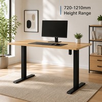 Cadre de bureau convertible automatique ergonomique à hauteur réglable en 2 étapes, avec moteur simple externe en fer et plateau supérieur en bois pour