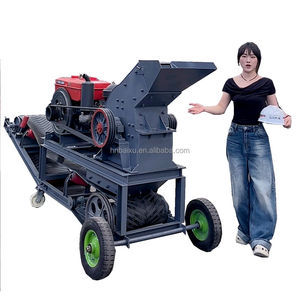 Prix de la machine de concassage de roche de granit de béton, petite machine de fabrication de sable diesel avec bande transporteuse - Product Image 1