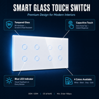 Interrupteur mural intelligent multi-gang WiFi Zigbee 4/6/8 avec commande vocale compatible avec Alexa Google Home pour norme britannique 86x146mm