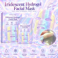 Masque facial en hydrogel irisé en gros, masque en feuille hydratant et rafraîchissant pour le visage entier, OEM, marque privée, logo personnalisé, soin de la peau