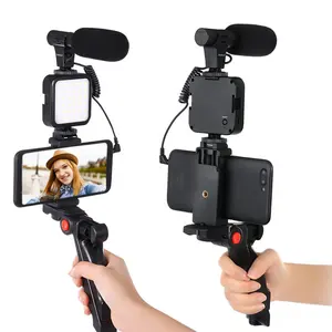 Led Licht Zonder Ingebouwde Batterij Video Vlogger Kits Microfoon Led Vul Licht Mini Statief Vloggen Camera Kit Vlog Voor Telefoon