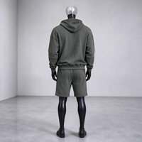Ensemble sweat à capuche et short pour homme, vert olive, 2 pièces, pull à capuche, short de jogging à cordon, automne, personnalisable OEM ODM