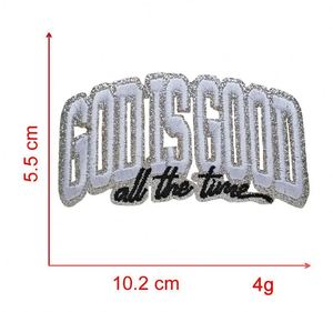 Nouveau patch thermocollant brodé 3D avec bordure argentée scintillante, couleur Morandi, motif 'God Is Good Let Them', pour la décoration de vêtements et de sacs - Product Image 2