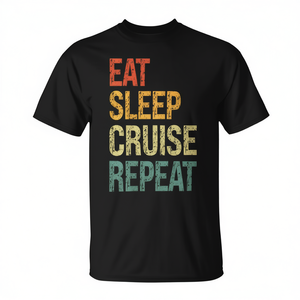 Camiseta Eat Sleep Cruise Repeat para vacaciones en la playa en familia o en pareja - Product Image 2