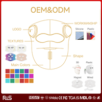 Masque facial LED personnalisable 7 couleurs pour le soin de la peau, thérapie par lumière rouge, masque facial en silicone infrarouge pour la thérapie par lumière rouge