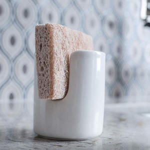 Outils de nettoyage de cuisine en <span class=keywords><strong>céramique</strong></span> blanche personnalisée <span class=keywords><strong>porte</strong></span>-<span class=keywords><strong>éponge</strong></span> <span class=keywords><strong>porte</strong></span>-brosse - Product Image 1