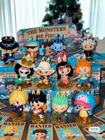 Popmart Labubu une pièce les monstres figurines d'action personnalisé mignon dessin animé bande dessinée à la mode jouets aveugles mystère boîtes décoration de la maison