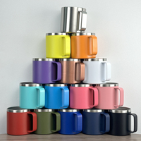 Gobelet isotherme portable personnalisé de 14 oz avec poignée, bouteille d'eau, vasos, revêtement en poudre original, tasse à bière, mug à café de voyage, thermos à vin