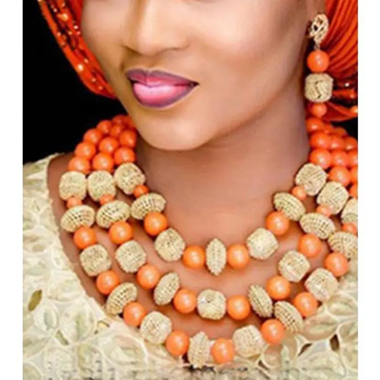 Queency 사용자 정의 아프리카 웨딩 최신 나이지리아 인도 구슬 보석 세트 신부