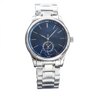Montre automatique mécanique analogique pour homme avec bracelet en cuir véritable, phase de lune, collection Master, fabriquée par GS Factory, avec verre saphir. - Product Image 1