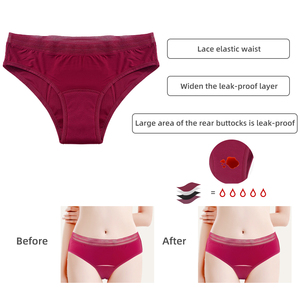 Quatre couches anti-fuite 90% Nylon 10% Spandex culotte en dentelle taille basse respirant physiologique maternité période menstruelle culotte - Product Image 3