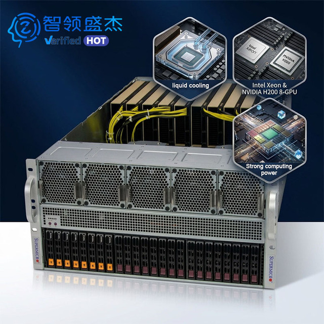 Supermicro AI Server SYS-821GE-TNHR 8 NVI H100 H200 SXM5 GPUs 80GB 141GB NVLink Liquid Cooled Rack Server