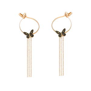 Boucles d'oreilles pendantes tendance, design papillon, plaqué or, acier inoxydable 316L, longues pampilles, bijoux pour femmes - Product Image 2