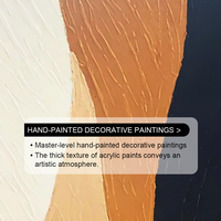 Art mural minimaliste vagues texture impasto orange noir peinture à l'huile décoration entrée