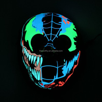 T-Worthy Offre Spéciale Mode LED Masque 3D EL Masque avec Crâne Lumineux Masque PVC Halloween Party Event Masque EL Wire Clown Model