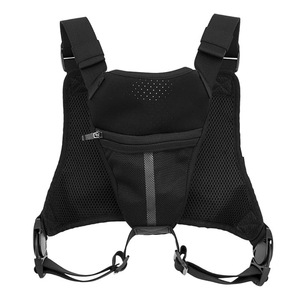 Sac de poitrine tactique, gilet de course unisexe noir avec poche zippée pour usage extérieur - Product Image 5