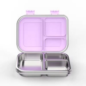 Boîte à lunch chaude à 3 compartiments en acier inoxydable 304, boîte bento avec couvercle en nylon, boîte de rangement alimentaire avec pot à soupe - Product Image 2