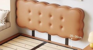 Cama individual tapizada de algodón en forma de galleta Marco de madera Almacenamiento oculto Dormitorio compacto para niños - Product Image 6