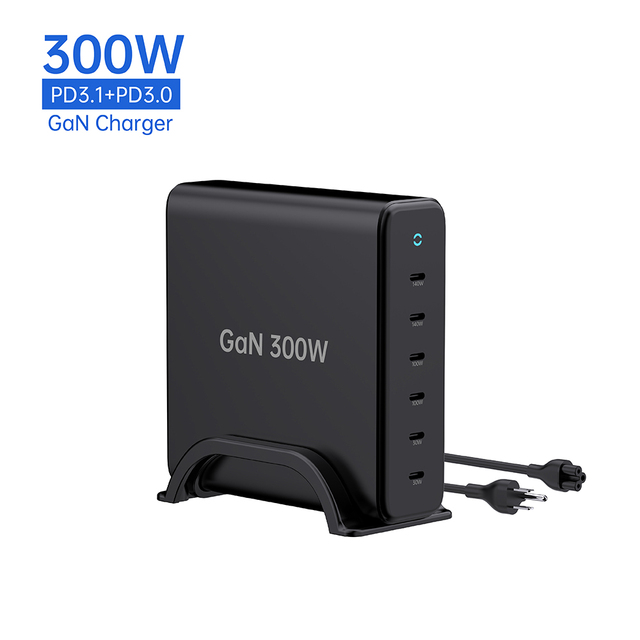 4 Port Travel 165w 200w 250w 300 Watt Compact Type c 250w 300w Usb c 300w Slim GaN Charger