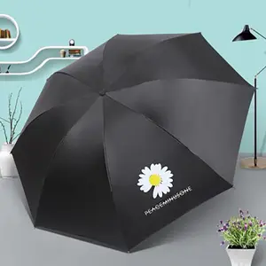 مظلة للشمس القابلة للطي ثلاثية من الفينيل المزودة بدقة 21 بوصة بنمط الزهور المطبوعة الجديدة ديزي الصغيرة يدوية التنقل